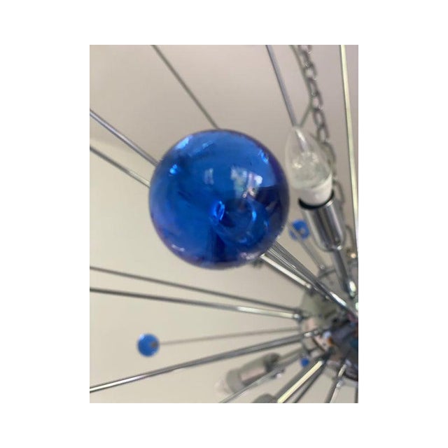 Glass Blue Star Murano Glass Sputnik Chandelier by SimoEng For Sale - Image 7 of 14