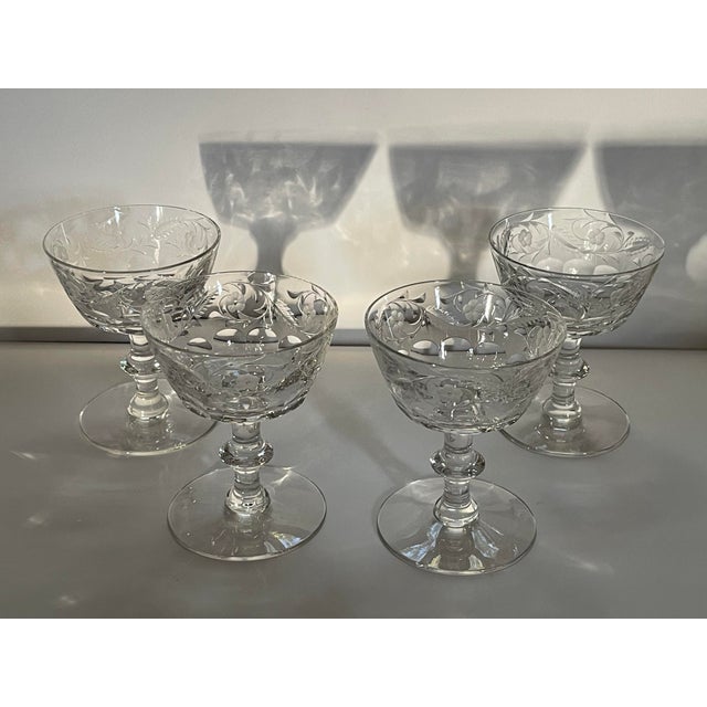 Early 20th Century Seneca Cut Glass Champagne - Set of Four For Sale In Jacksonville, FL - Image 6 of 10