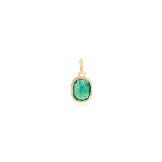 Metal 20th Century Rhodium Finish Emerald Georgian Pendant in 14k Solid Gold For Sale - Image 7 of 13