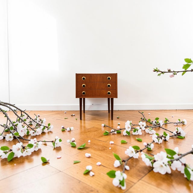 Brown Small Danish Teak Nightstand For Sale - Image 8 of 9