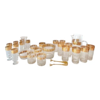 1950s 22k Tyrol for Culver Glassware Set - 25 pcs For Sale
