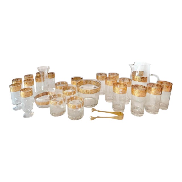 1950s 22k Tyrol for Culver Glassware Set - 25 pcs For Sale