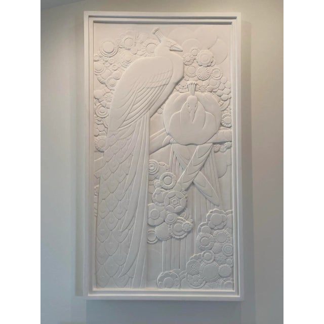 Post Modern Contemporary Three Dimensional Fiberglass Peacock Wall Art Mural By Artist Morris Natre This gorgeous three-...