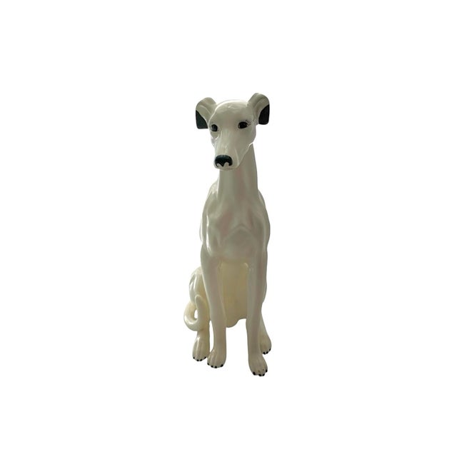 Dog Sculpture Ceramic Whippet Statue Grey Hound Figurine Signed Dated 79 For Sale - Image 4 of 10