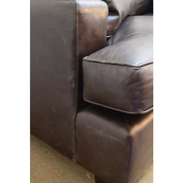 Baker Furniture Company Baker Leather Sofa For Sale - Image 4 of 18