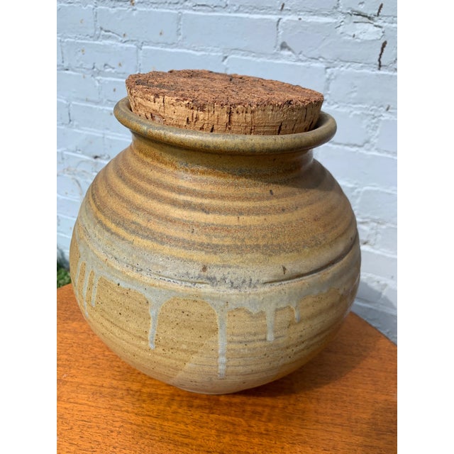 Large 1974 Studio Pottery Jar With Natural Cork Stopper For Sale - Image 10 of 11
