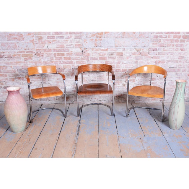 Czech Bauhaus Armchair in Chrome, Steel and Beech from Vichr a Spol, 1930s For Sale - Image 11 of 12