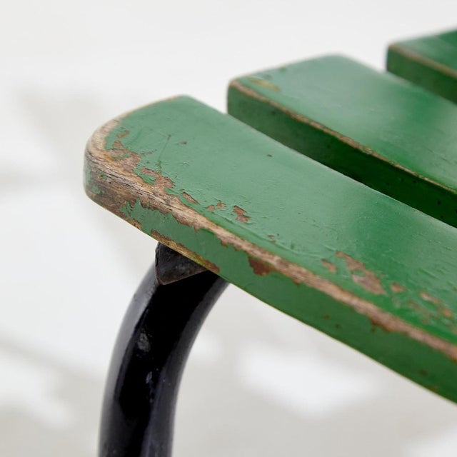 Green Metal & Wood Garden Armchair For Sale - Image 6 of 16