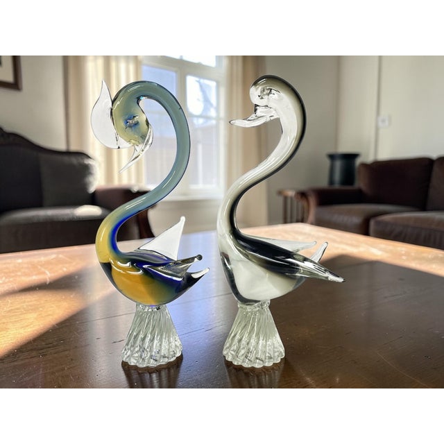 Venetian Murano Glass Swans, 1970s, Set of 2 For Sale - Image 10 of 17
