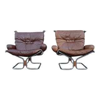 Danish Modern Ingmar Relling for Westnofa Leather Lounge Chairs - A Pair For Sale