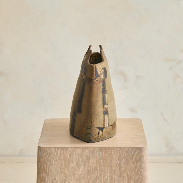 Italian FArte Textured Ceramic Vase, 1960s For Sale - Image 4 of 11