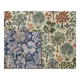 Vintage Botanical Tapestry Fabric Tan, Green, Rust. Reversible. 136”Wx59”L For Sale