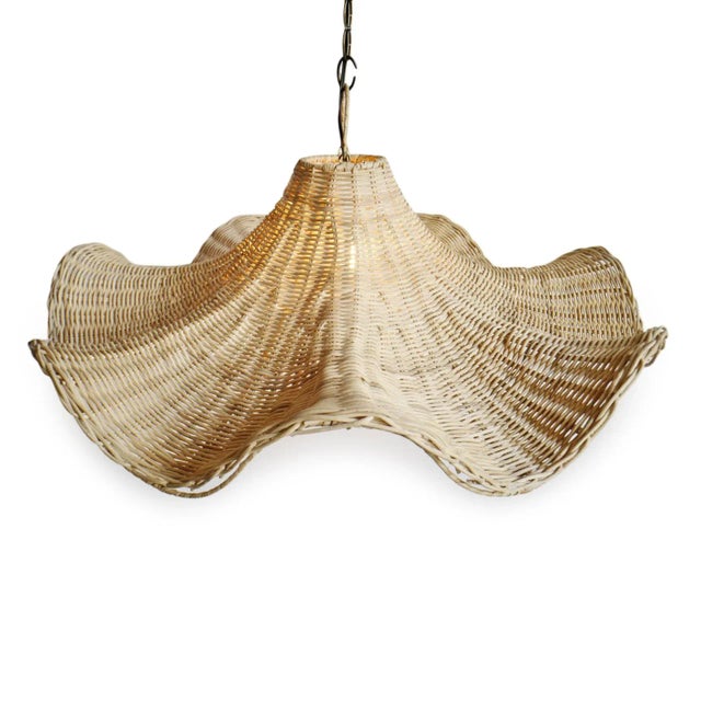 Contemporary Raw Rattan Skirt Pendant Light For Sale - Image 3 of 10