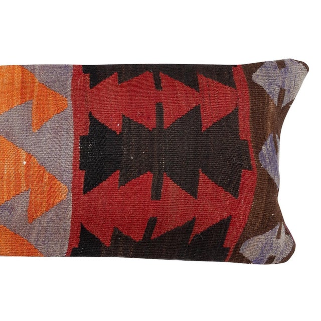 12"x35" Hand-Woven Kilim Cushion Cover. Vintage Pillowcase. Lumbar Pillow Cover For Sale - Image 4 of 5