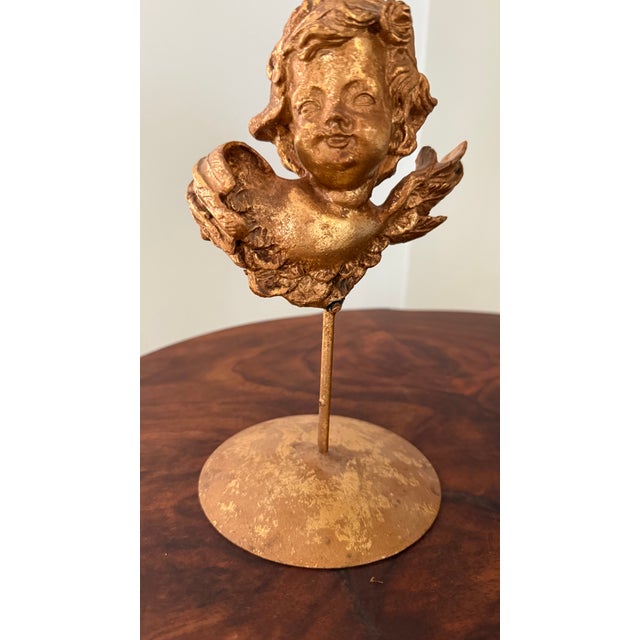 Vintage Hollywood Regency Style Gilt Cherub Taper Candle Holder For Sale - Image 6 of 7