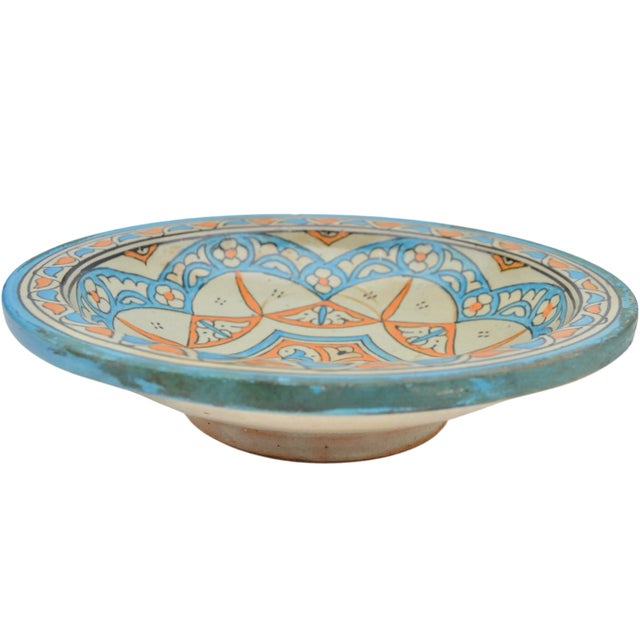 Blue Late 19th Century Moorish Blue & Orange Judaica Ceramic Plate For Sale - Image 8 of 10