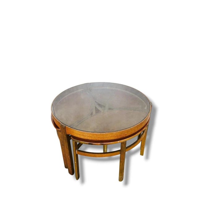 Mid-Century Nesting Tables in Teak with Smoked Glass Tops, 1960s, Set of 4 For Sale - Image 6 of 9