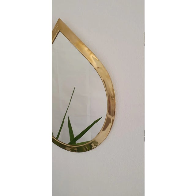 Gold 1980s Water Drop Mirror Gold Brass Frame For Sale - Image 8 of 9