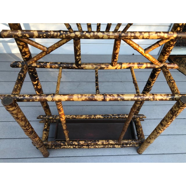 English Hall Stand Tortoise Shell Bamboo Hall Tree For Sale - Image 9 of 12