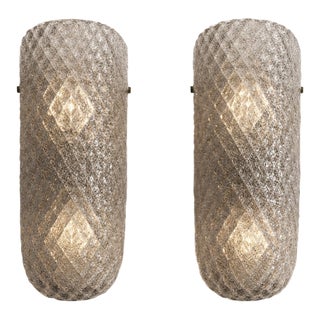 Elegant Mid-Century “Graniglia” Rhombus Murano Glass Wall Sconces, Set of 2 For Sale