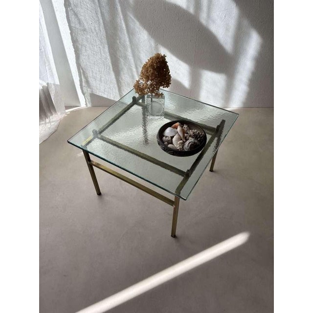 Swedish Brass Coffee Table with Marbled Glass Top, 1960s For Sale - Image 9 of 13