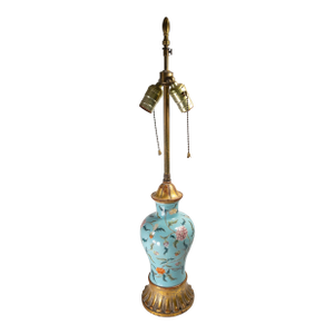 20th Century Chinese Repaired Famille Rose Turquoise Table Lamp Vase