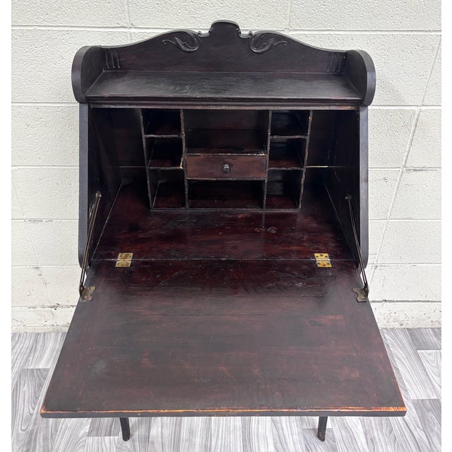 Antique Victorian Petite Secretary Desk With Storage and Key For Sale - Image 12 of 14
