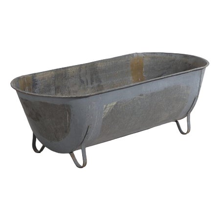 Antique Industrial Zinc Bathtub For Sale