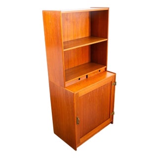 1960s Mid Century Danish Modern Bookshelf Cabinet Teak Shelves Lyby Denmark For Sale
