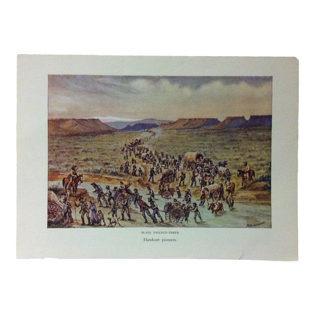 Americana Color Print on Paper, "Handcart Pioneers" by w.h. Jackson