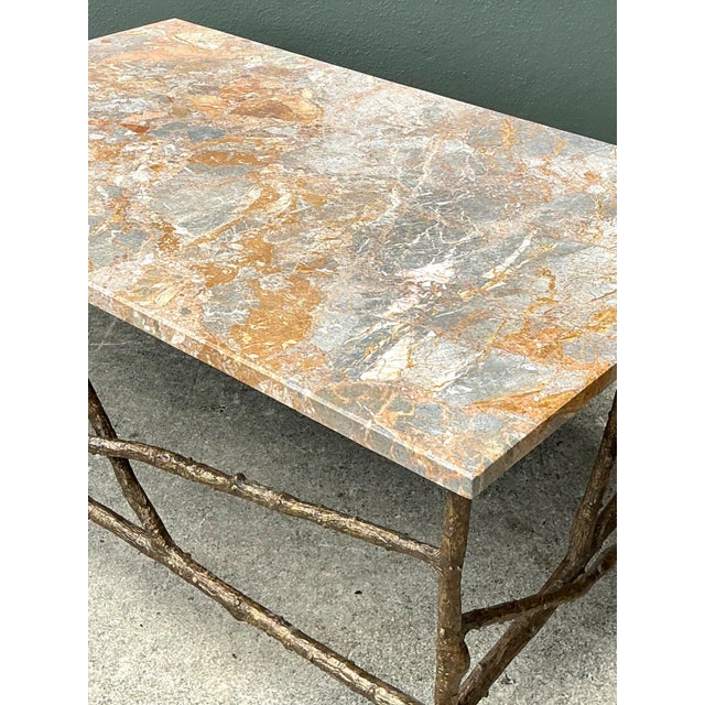 Vintage Faux Bois Marble Top Coffee Table For Sale - Image 17 of 18