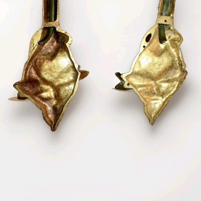1910 French Art Nouveau Gilt Bronze Dragonfly Wall Sconces Satin Glass Rose Shades a - Pair For Sale - Image 9 of 12