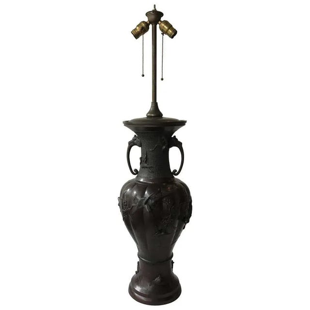 Large 1910 Bronze Japanese Table Lamp For Sale - Image 13 of 13
