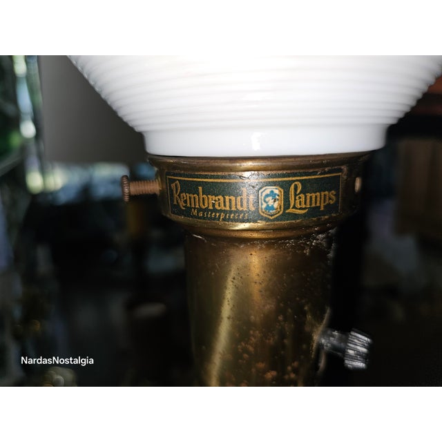 1950s Vintage Mid-20th Century Rembrandt Neoclassical Style Brass Torchiere Table Lamp For Sale - Image 5 of 10