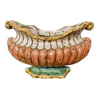 1980s Italian Venetian Style Pottery Centerpiece Bowl For Sale