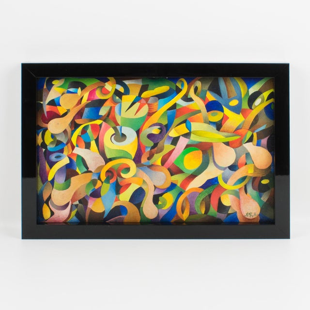 A. Rigollot (France, 20th Century) designed this superb post-cubist and colorist abstract oil on board painting. Colorist...