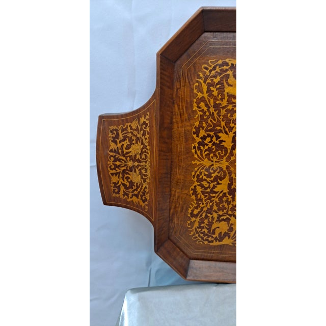 Vintage Italian Wood Inlay Tray W/Music Box For Sale In San Francisco - Image 6 of 8