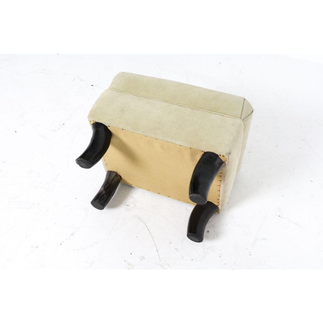 Suede & Ox Horn Ottoman For Sale - Image 9 of 9