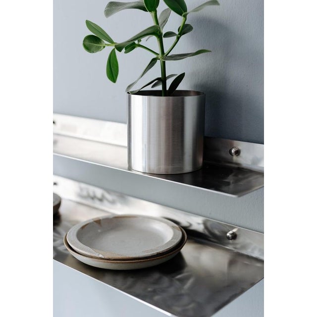 Large Wall Shelf in Brushed Stainless Steel by Form & Eisen For Sale - Image 16 of 18