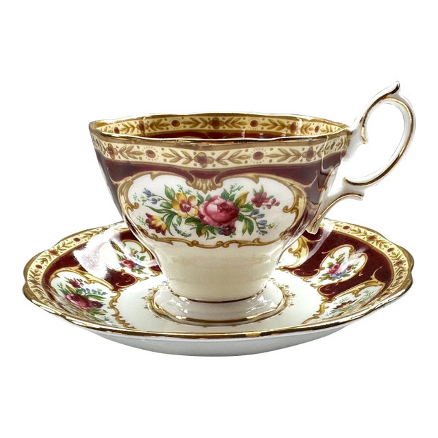 1940s Victorian Tea Cup by Royal Albert, Lady Hamilton English Bone China Cup & Saucer For Sale