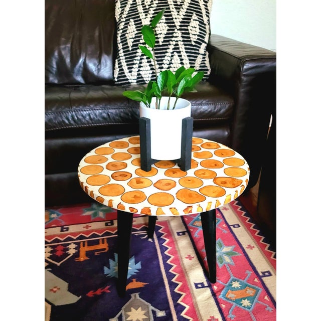Moroccan Mid-Century Style Wooden and Resin Side Table 3 For Sale In Orlando - Image 6 of 9