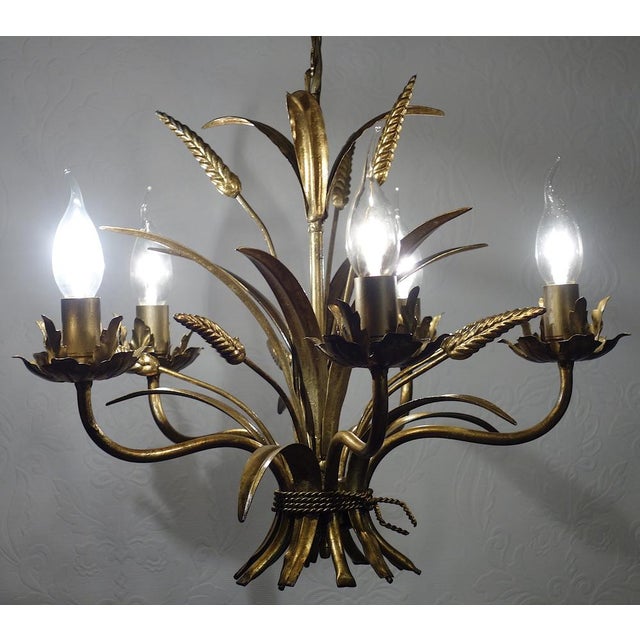 Hollywood Regency Gold Plated Metal Chandelier, 1960s For Sale - Image 12 of 13