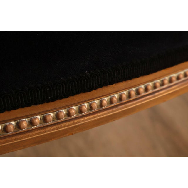 Louis XVI Style Giltwood Armchair With Black Upholstery For Sale - Image 10 of 18