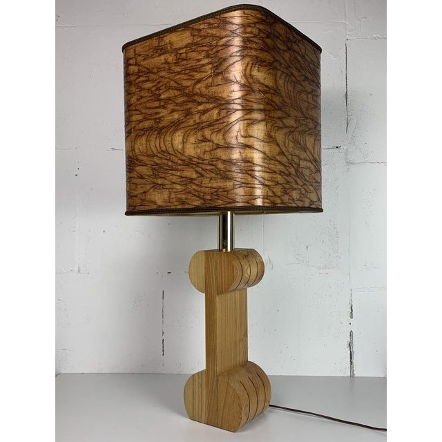 Large Mid-Century Italian Sculptural Table Lamp with Wood Veneer Shade by Afra and Tobia Scarpa, 1960s For Sale - Image 11 of 17