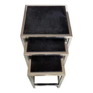 Interlude Home Pony Hair Nesting Tables - Set of 3