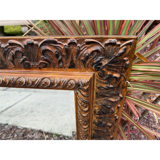 Gold Vintage Carolina Mirror Company Carved Gilt Framed Beveled Wall Mirror For Sale - Image 8 of 11