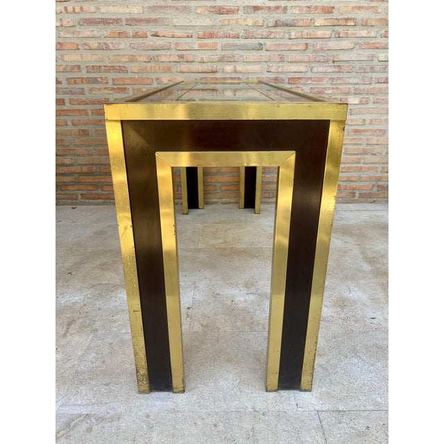 Late 20th Century Gilt Metal and Wood Console Table with Glass Top For Sale - Image 12 of 18