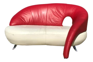1970s Frédéric Amat Leather Loveseat for Poltromec Italia