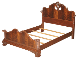 Antique Victorian Flamed Hardwood Double Bed Frame, 1880s