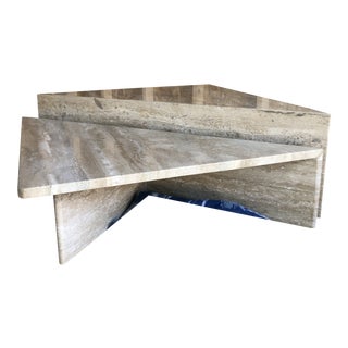 Modern Travertine Coffee Table For Sale